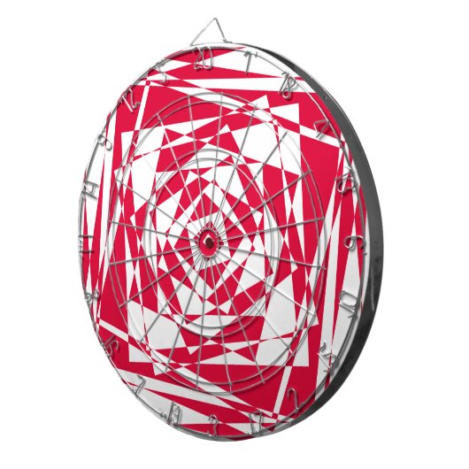 Witte rode abstracte illusie dartbord (Voorkant Rechts)