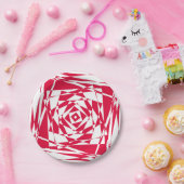 Witte rode abstracte illusie papieren bordje (Feest)