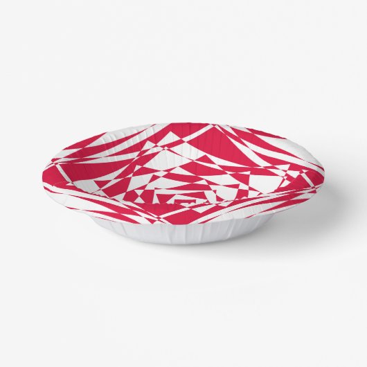 Witte & Rode Abstracte Illusie Papieren Schalen – Papieren Kommen (Gebogen)