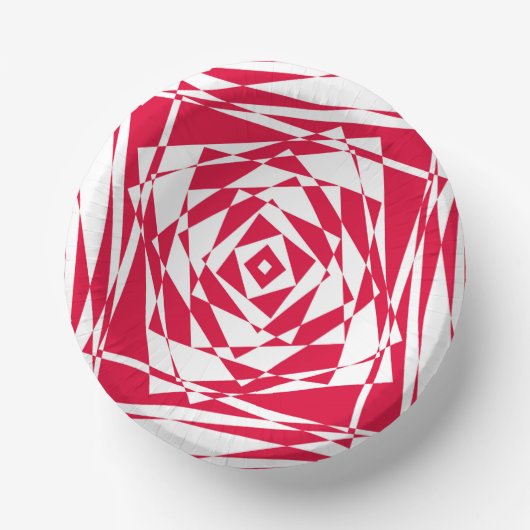 Witte & Rode Abstracte Illusie Papieren Schalen – Papieren Kommen (Voorkant)