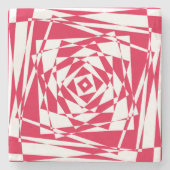 Witte rode abstracte illusie stenen onderzetter (Voorkant)