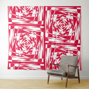 Witte rode abstracte illusie wandkleed