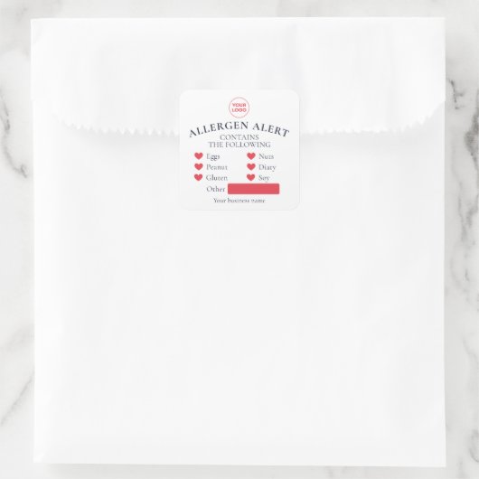 Witte Rode Allergie Alert Bakery Cake Food Sticker (Tas)