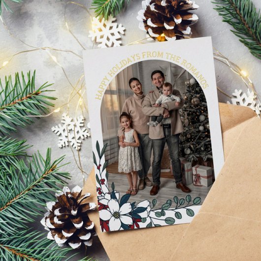 Witte Rode Bloemboog Foto Prettige Feestdagen