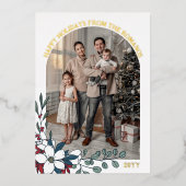 Witte Rode Bloemboog Foto Prettige Feestdagen (Voorkant)