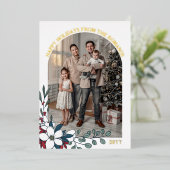 Witte Rode Bloemboog Foto Prettige Feestdagen (Staand Voorkant)