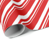 Witte Rode Candy Cane Stripe Vakantie Cadeaupapier (Rol Hoek)
