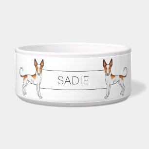 Witte & Rode Ibizan Hound Gladharige Honden & Naam Voerbakje