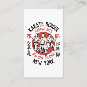 Witte rode karate illustratie martial arts lessen visitekaartje