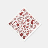 Witte rode kerst servet (Hoek)