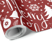 Witte Rode Kerst Theme Patroon Cadeaupapier (Rol Hoek)