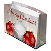 Witte rode kerstballen Snowflakes Groot Cadeauzakje (Achterkant Gekanteld)