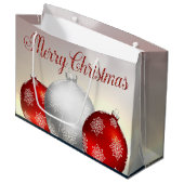 Witte rode kerstballen Snowflakes Groot Cadeauzakje (Voorkant Gekanteld)