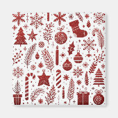 Witte rode kerstmagneet magneet (Voorkant)