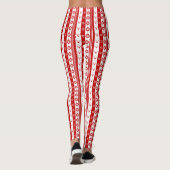Witte & Rode Kerstmis Herten en Sneeuwvlokken Lang Leggings (Achterkant)