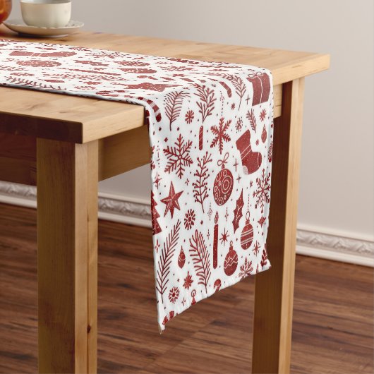Witte Rode Kersttafel Runner Medium Tafelloper (Voorbeeld)