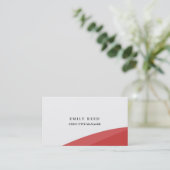 Witte rode krommen moderne professionele minimalis visitekaartje (Staand voorkant)