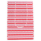 Witte Rode Roze Strepen Bruidsdouche Medium Cadeauzakje (Achterkant)