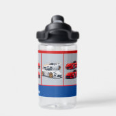 Witte & rode sportieve auto's liefhebbers waterfles (Achterkant)