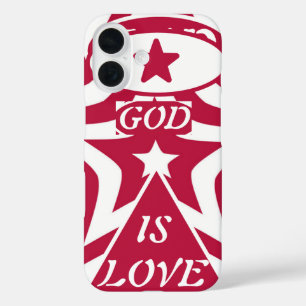 Witte & Rode Ster - Krachtig Contrast "God Is Lief iPhone 16 Hoesje