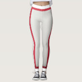 Witte + rode streep leggings (Voorkant)