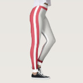 Witte + rode streep leggings (Rechts)