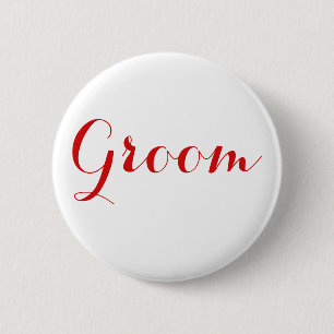 Witte Rode Trouw Team Bruidegom Ronde Button 5,7 Cm