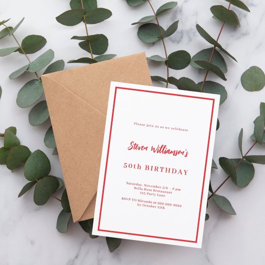 Witte rode verjaardag kaart