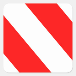 Witte rode waarschuwingsstrepen vierkante sticker