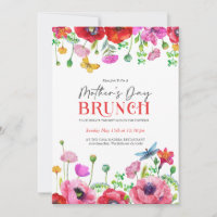 Witte Rode Waterverf Bloemen Moederdag Brunch