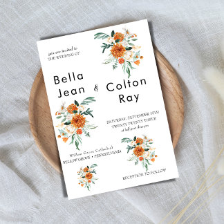 Witte Romantische Floral cascade bruiloft uitnodig Kaart