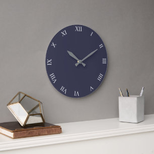 Witte Romeinse Cijfers Ronde Klok  Personaliseer h