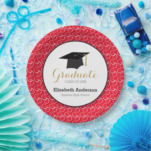 Witte ronddraaien op rood, persoonlijk Afstuderen Papieren Bordje (Feest)