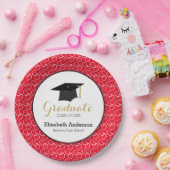 Witte ronddraaien op rood, persoonlijk Afstuderen Papieren Bordje (Feest)