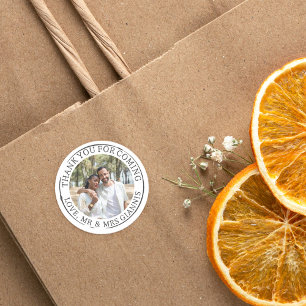 Witte Ronde Foto Sjabloon Dank u bruiloft Sticker