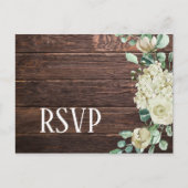 Witte roodbruine flora dark wood bruiloft rsvp uitnodiging briefkaart (Voorkant)