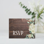 Witte roodbruine flora dark wood bruiloft rsvp uitnodiging briefkaart (Staand voorkant)