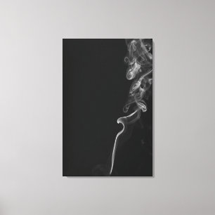 Witte rook tegen een zwarte achtergrond canvas afdruk