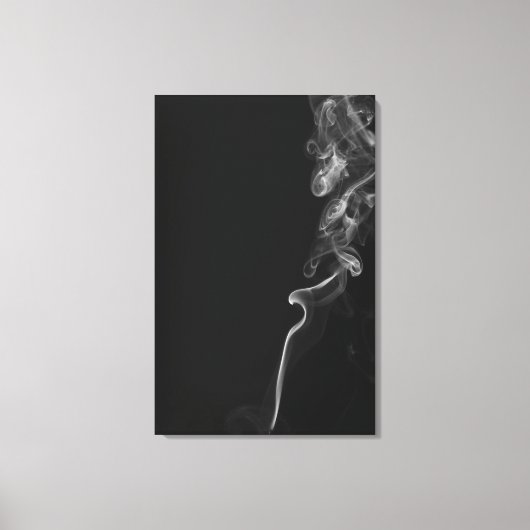 Witte rook tegen een zwarte achtergrond canvas afdruk (Voorkant)