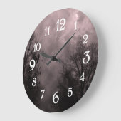 Witte roomgetallen van Haunted Sky Grote Klok (Hoek)