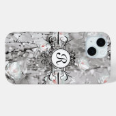 Witte roos abstract bloemengrijs wit zwart Case-Mate iPhone case (Achterkant (horizontaal))