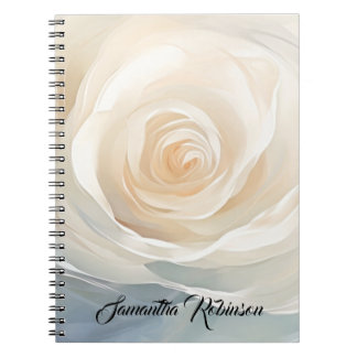 Witte roos abstract bloemschilderij notitieboek