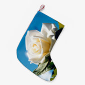 Witte roos, blauwe hemel kleine kerstsok (Voorkant (Hangend))