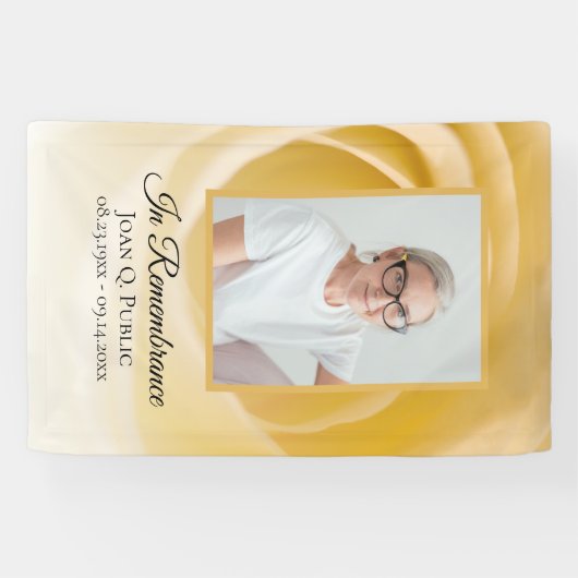 Witte roos bloemblaadjes begrafenismonument spandoek (Horizontaal)