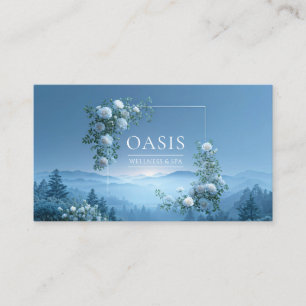Witte Roos Bloemen en Nevelblauw Bergdal Visitekaartje