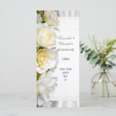 Witte roos bloemenkerk huwelijksprogramma programma (Staand voorkant)