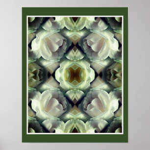 Witte Roos Bloemspiegel Abstracte Kunst Poster