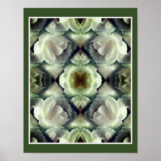 Witte Roos Bloemspiegel Abstracte Kunst Poster (Voorkant)