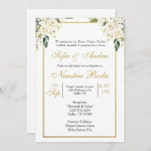 Witte roos boeket bruiloft uitnodiging (Voorkant / Achterkant)