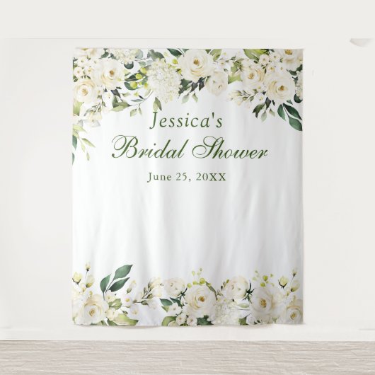 Witte Roos Bruidsfeest Chic Fotohokje Achtergrond Wandkleed (Voorkant)